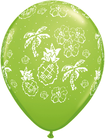 Ballon Qualatex Impression Palmiers Ananas fleurs tropicales 11 (28cm)