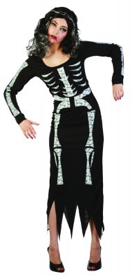 Costume Adulte Squelette Femme taille S/M ou L/XL