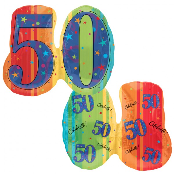 Ballon Alu Chiffre Forme de 50 collection ann&eacute;e &agrave; f&ecirc;ter grand modele