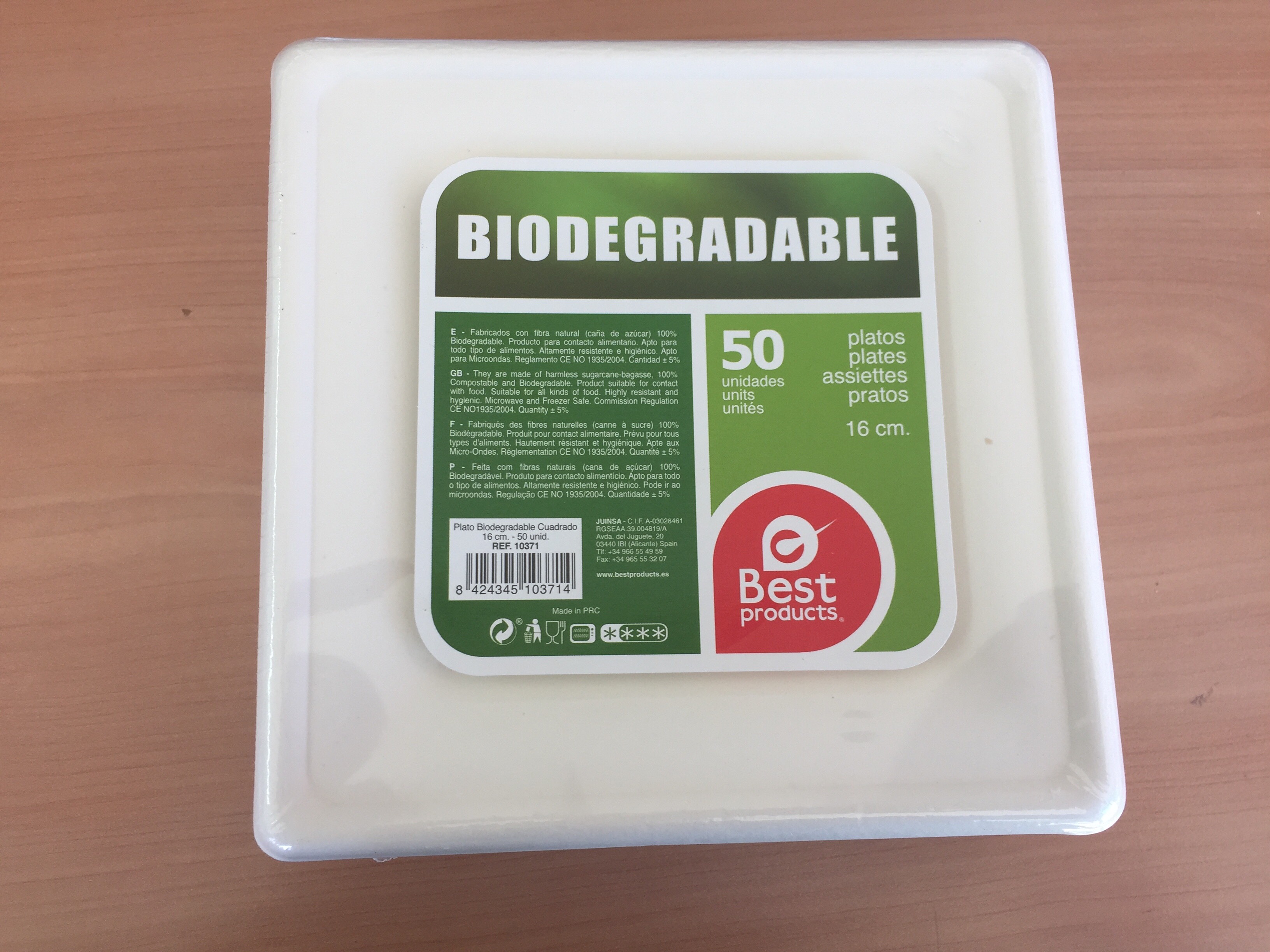 50  Assiettes Carré en Carton Biodégradable 16cm