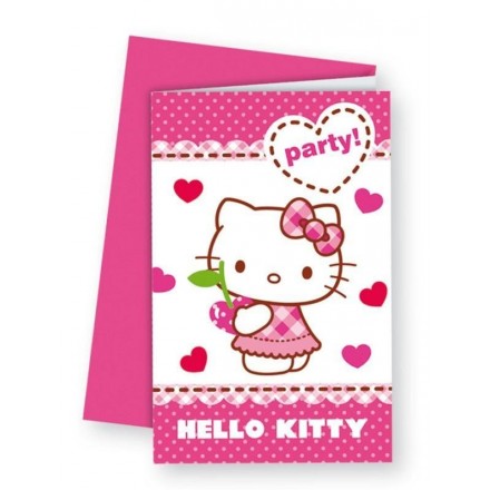 6 Cartes d&#039;invitations avec enveloppes Hello Kitty