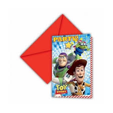 6 Cartes d&#039;invitations + enveloppes   TOY STORY  