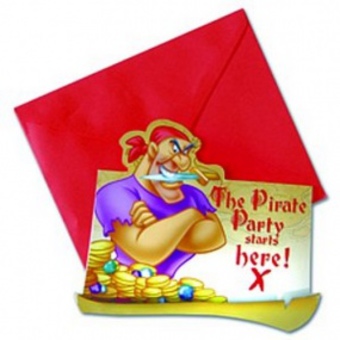 6 Cartes d&#039;invitations + enveloppes  Pirates   DISNEY