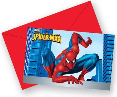 6 Cartes d'invitations + enveloppes " SPIDERMAN 4 "