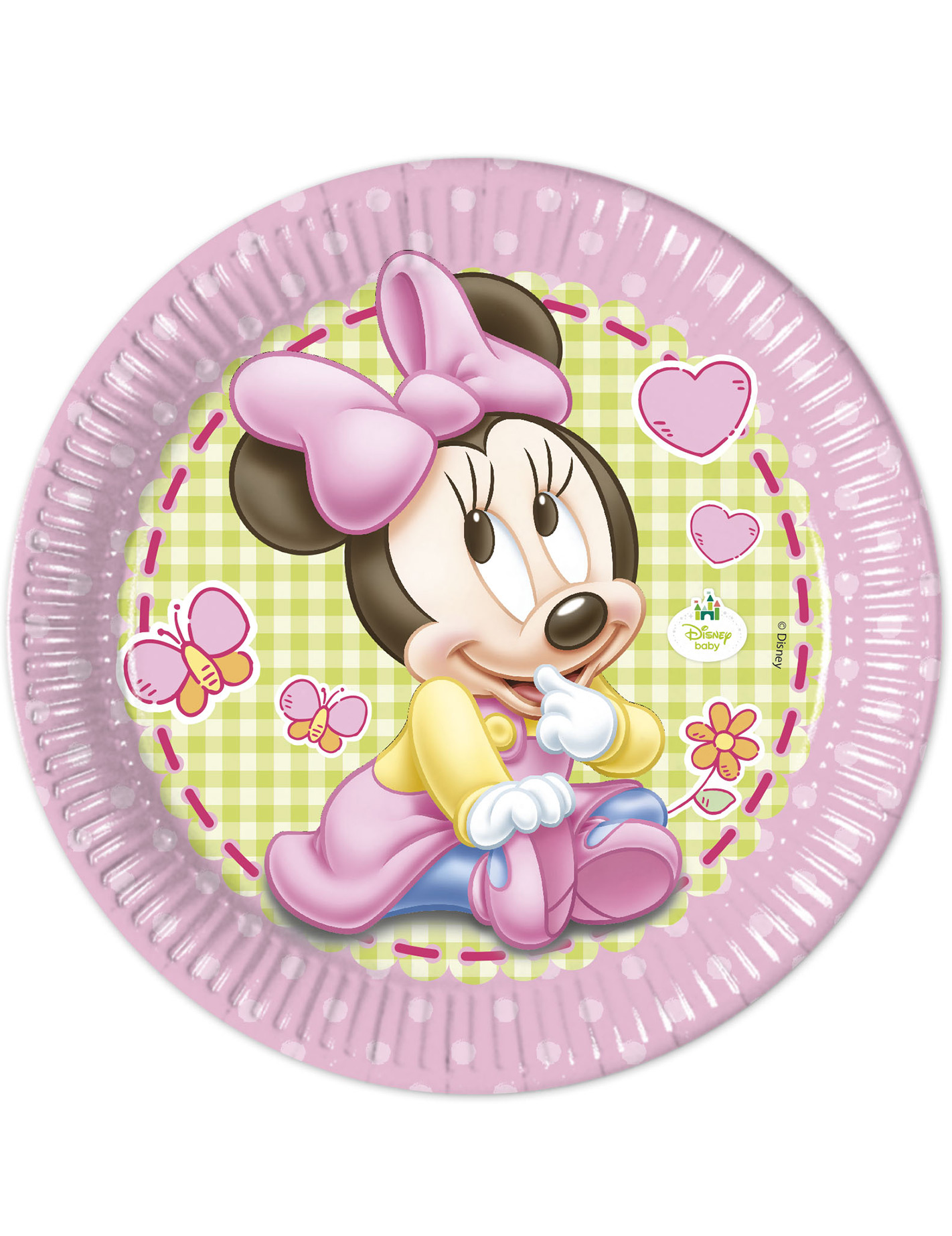 8 Grandes assiettes en carton Jetables Bébé Minnie Disney 23 cm