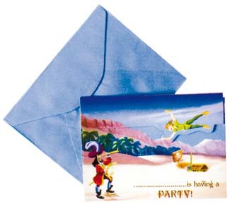 6 Cartes d&#039;invitations + enveloppes  Peter Pan   DISNEY