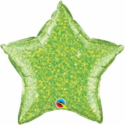 Ballon Alu Etoile Crystal Holographique Vert anis (lime green) 50cm (20) Qualatex