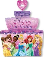 Ballon Alu Forme de Gâteau d'anniversaire des Princesses Super Shape "Happy Birthday"