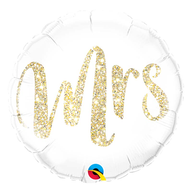 Ballon Alu Qualatex 45 cm 18&Prime; Mrs. Glitter Gold