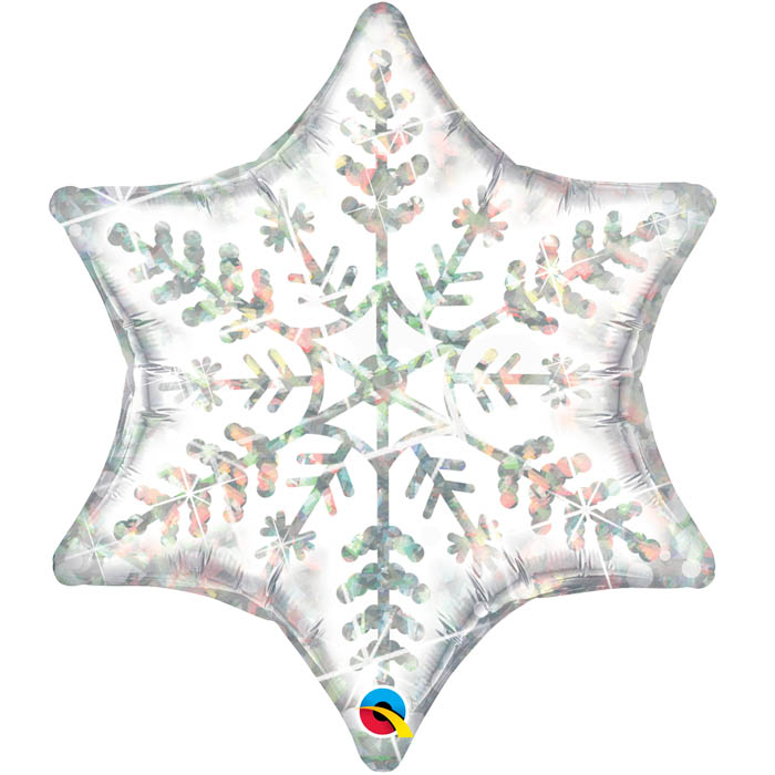 Ballon Alu Qualatex  Forme de Flocon de Neige Holographique 91 cm