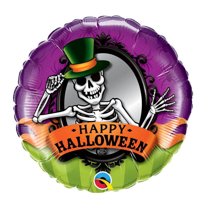Ballon Alu Qualatex Happy Halloween Miroir Squelette  18&#039;&#039;   45 cm