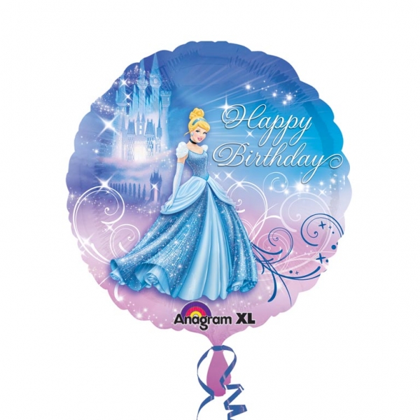 Ballon Alu Rond Impression princesses Disney Cendrillon "happy birthday " 18"  (45cm)