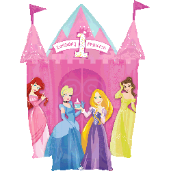 Ballon Alu forme de Château des Princesses Disney 1er Anniversaire