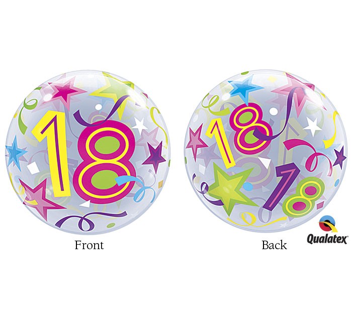 Ballon BUBBLES Qualatex 56cm de diam&egrave;tre Chiffre 18 Anniversaire