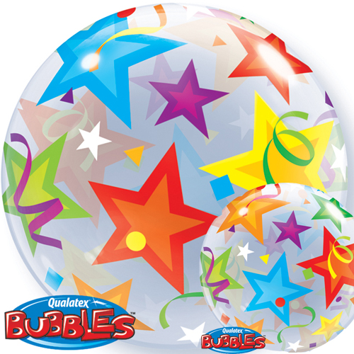 Ballon BUBBLES Qualatex 56cm de diam&egrave;tre &eacute;toiles