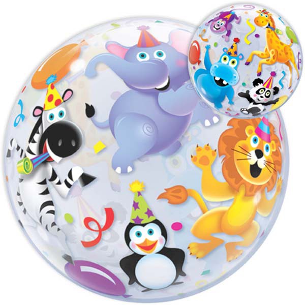 Ballon BUBBLES Qualatex 56cm de diam&egrave;tre animaux en folie