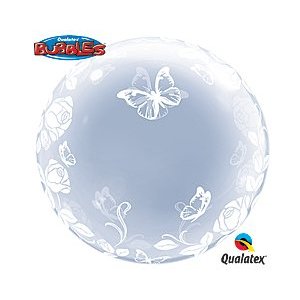 Ballon Bubble Deco Bubble 24 " ( 61 cm ) Elegant Roses & Butterflies