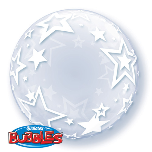 Ballon Bubble Deco bubble 24" (61cm) transparent etoiles autour