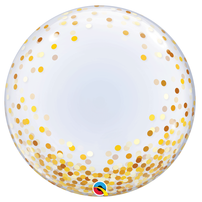 Ballon  Deco Bubble Transparent dots confettis Or  en 24 (61cm) &agrave; l&#039;unit&eacute;