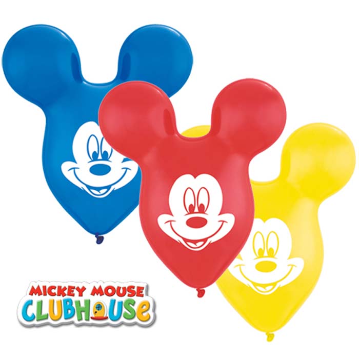 Ballon Qualatex 11 28cm par 25 ballons impression Licence Mickey   ( couleurs : bleu ,rouge et jaune)