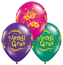 Ballon Qualatex Assortis Th&egrave;me Mardi Gras 11 (28cm) Poche de 25 Ballons