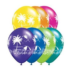 Ballon Qualatex Impression Palmiers plages iles tropicales 11 (28cm)