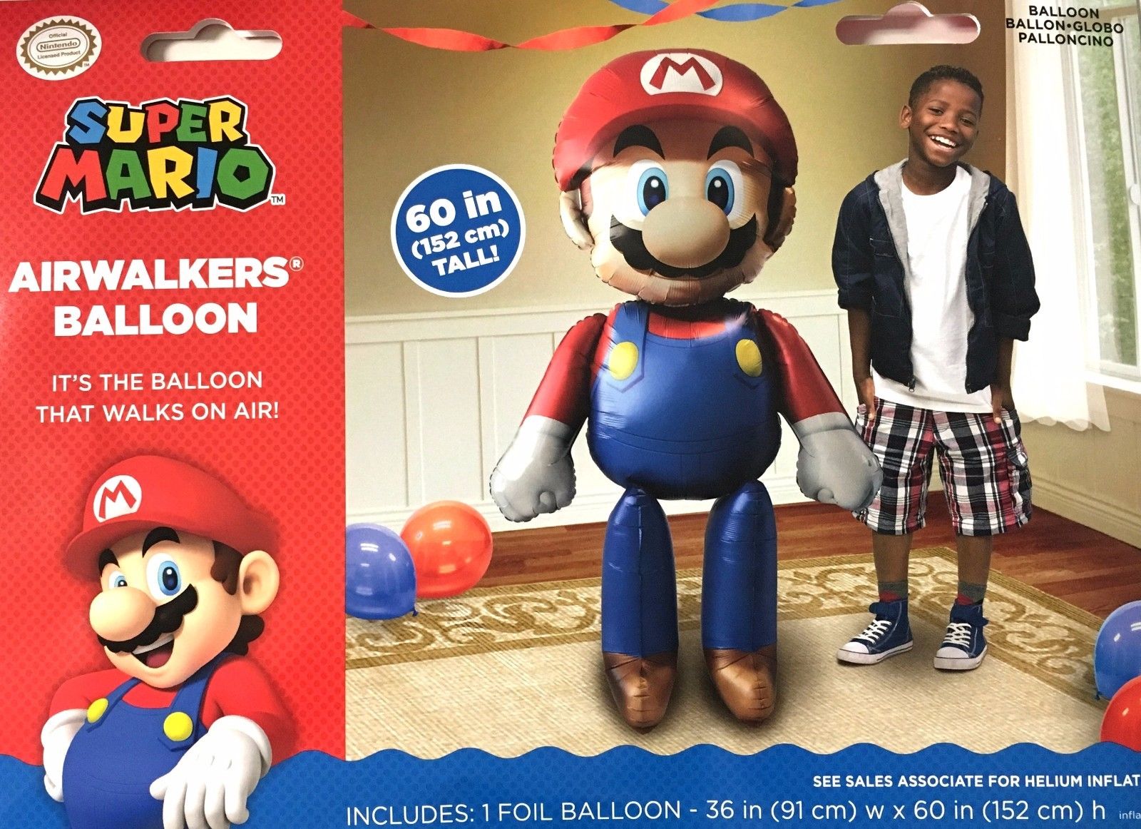 Ballon alu Air Walker Mario Bros  91 cm X 152 cm (Nintendo)