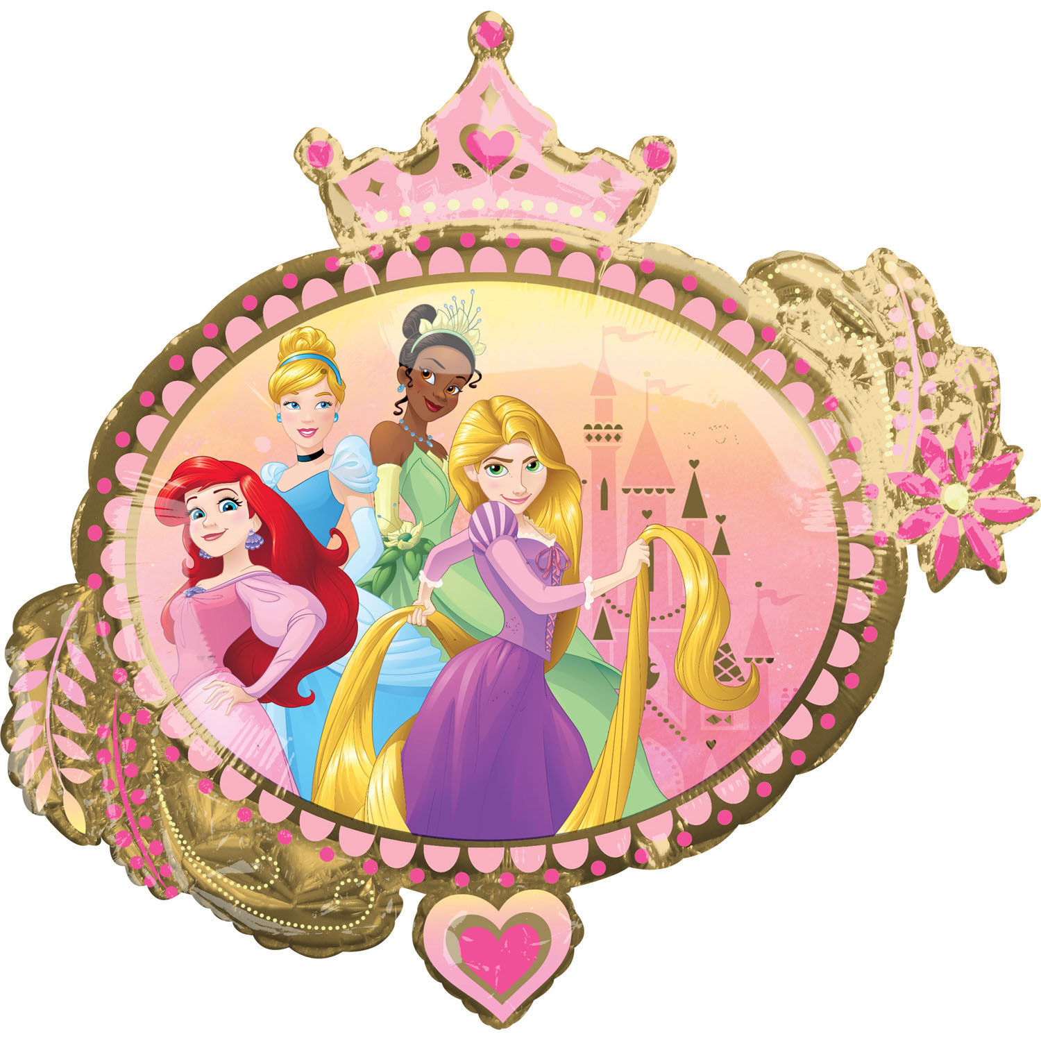 Ballon alu Forme de Miroir Rond des Princesses Royales Disney Super Shape 86 cm de large