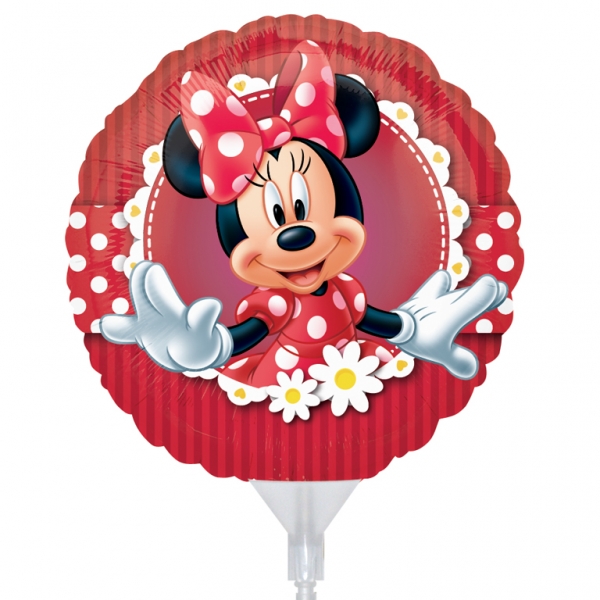 Ballons Alu rond avec tige "Minnie" disney lot de 3 ballons gonflage à l'air (23cm)