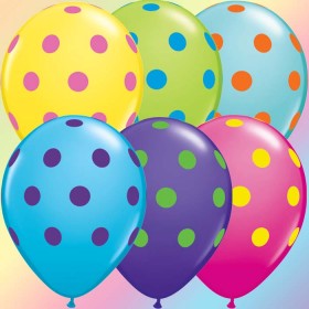 Ballons Qualatex 11  assortiment  Big polka dots colorfull poche de 25 Ballons