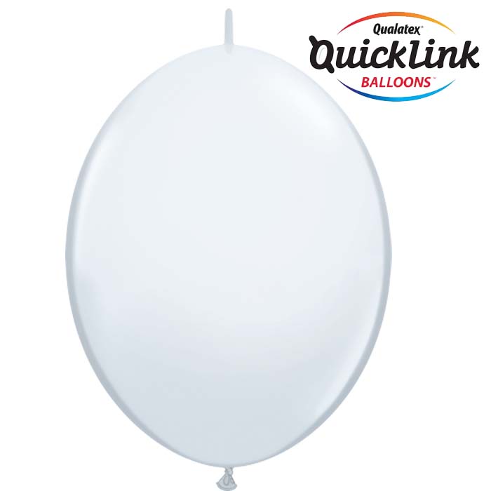Ballons Qualatex Quicklink Blanc en poche de 50 Ballons 12 (30cm)