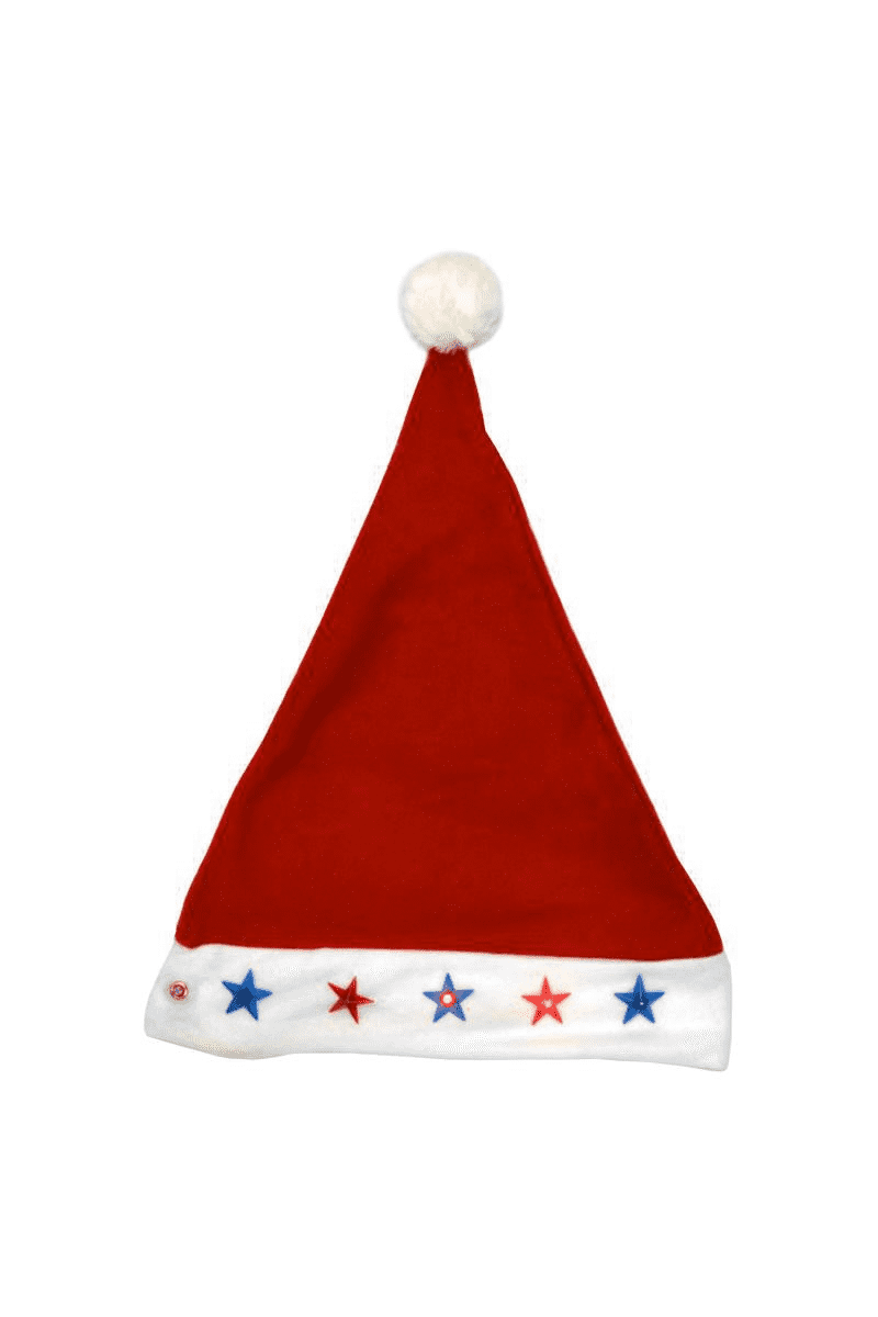 Bonnet de Père Noël lumineux étoiles Rouge et Bleu(piles incluses)
