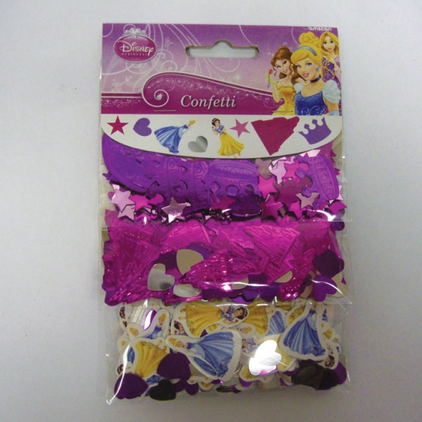 Confettis Princesse couleur violet argent et rose avec confettis Blanche Neige et Cendrillon