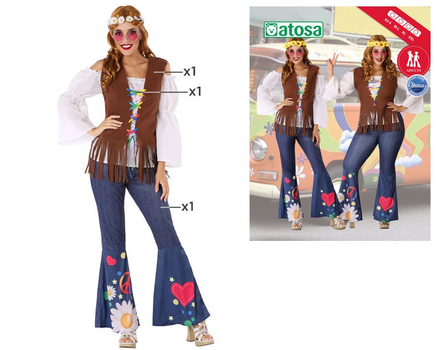 Costume Adulte Hippie femme de la taille XS au XL