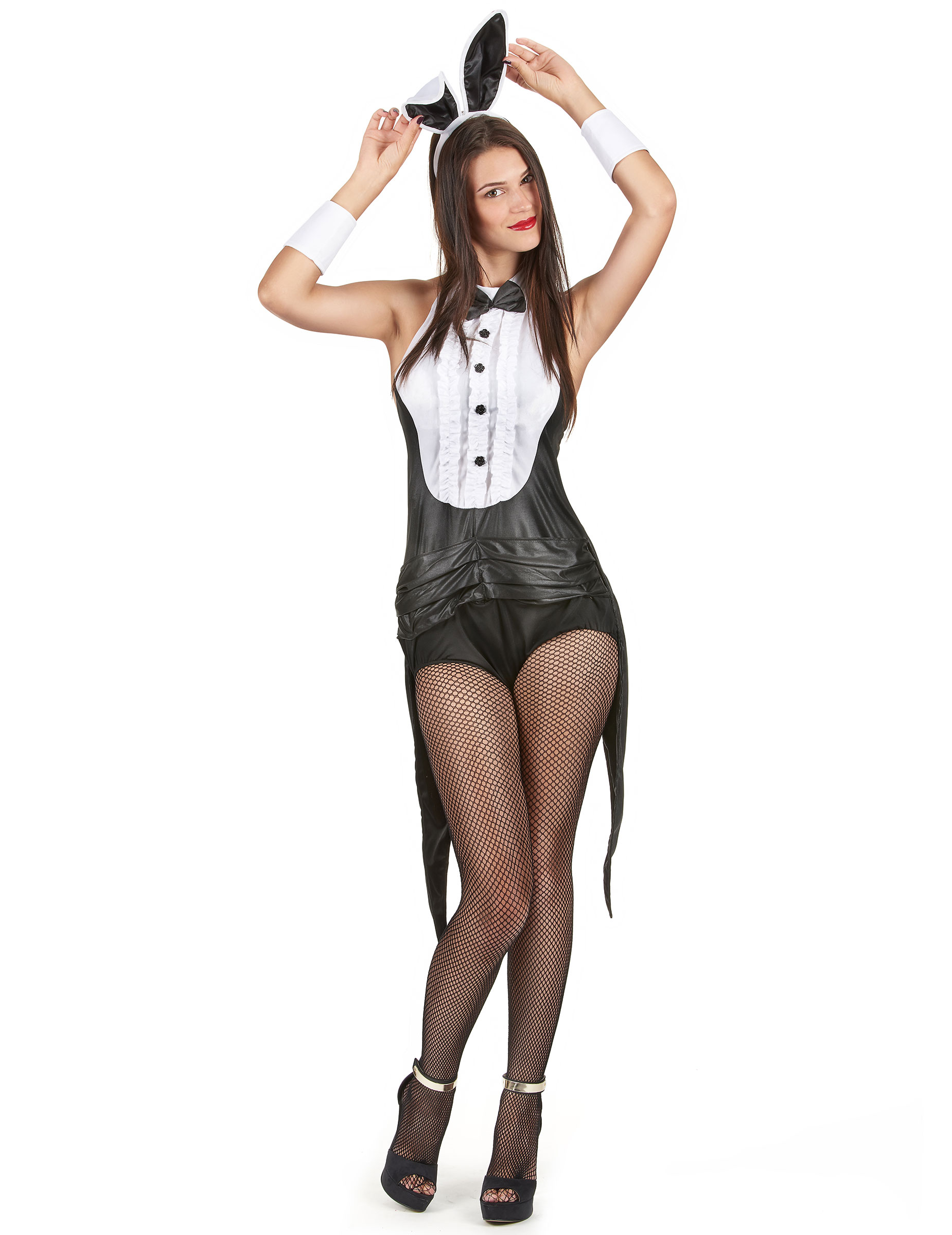 Costume adulte Lapin  "sexy" - Noir & Blanc S ou M/L