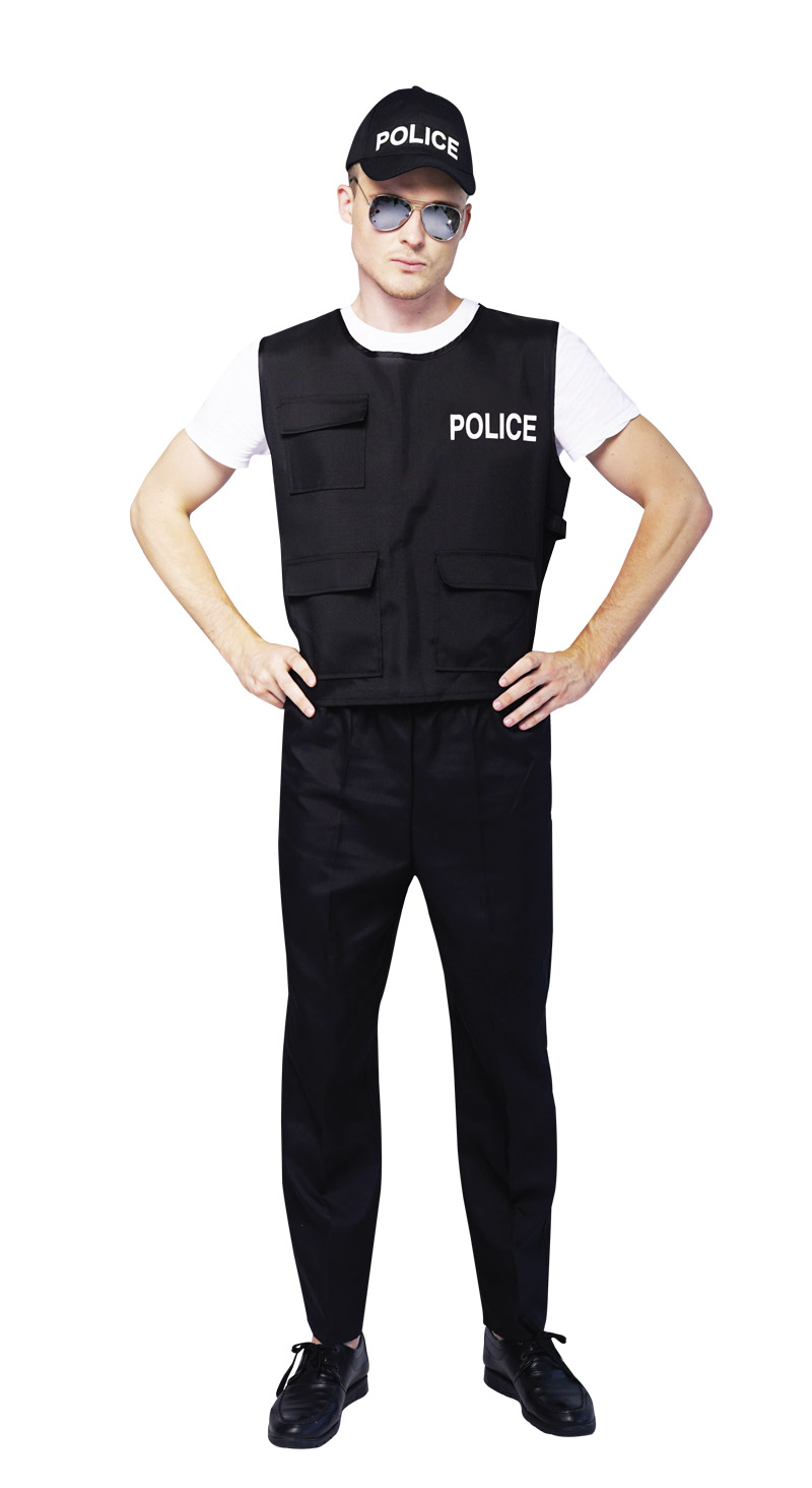 Costume adulte Police Gilet +casquette Taille Unique