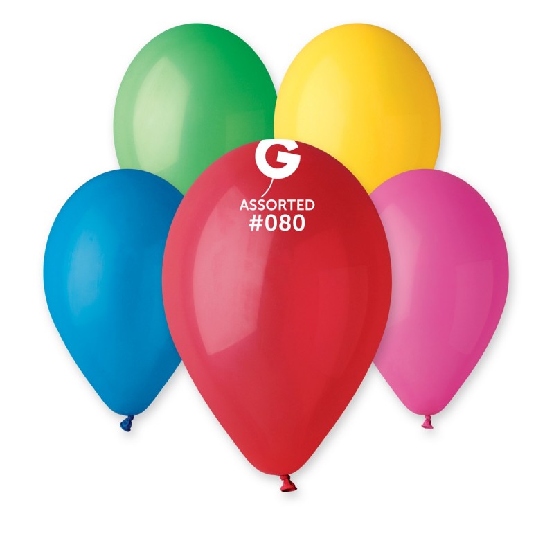 Ballon 12&#039;&#039; GEMAR 30 cm assortis standard en poche de 50 ballons