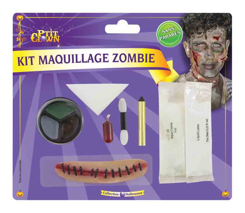 Kit de Maquillage Zombie Latex Halloween