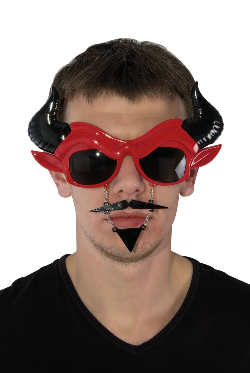 Lunettes plastique - diable avec moustache et barbichette