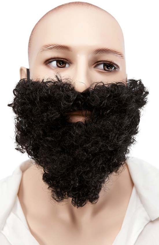 Moustache + barbe noire frisée