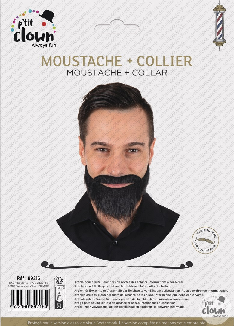 Moustache et barbe Collier Noire