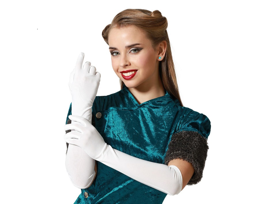Paire de gants longs blancs lisses