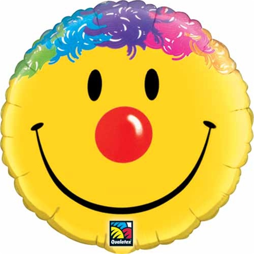 Ballon Alu  Forme Ronde Impression "SMILE" Jaune Avec cheveux Qualatex  36"  91cm
