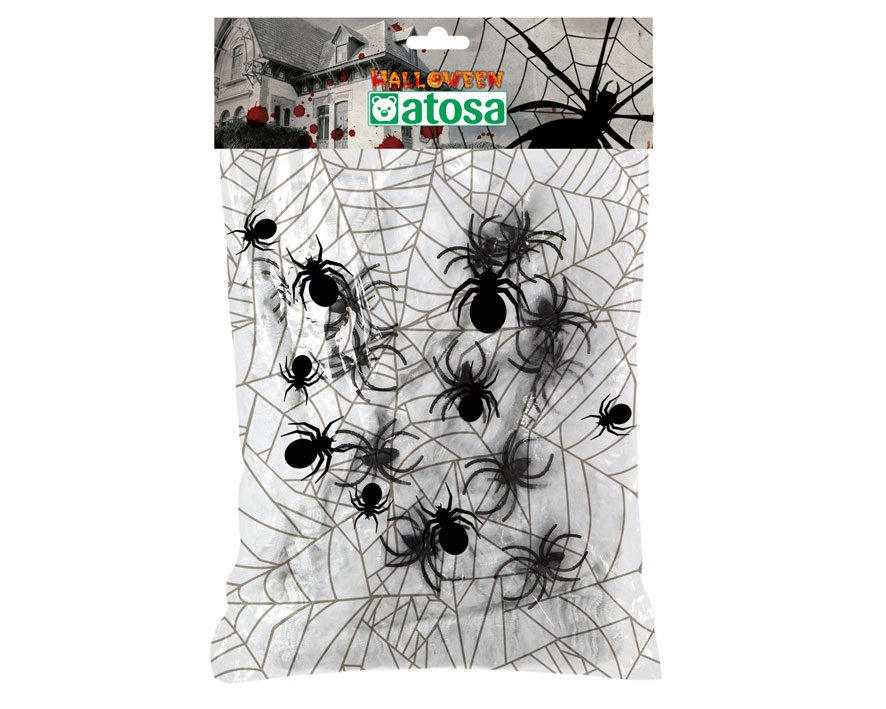 Toile d'araignée Blanche 100 gr Extensible avec petites araignées