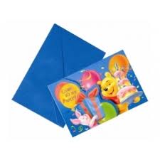 6 Cartes d'invitations avec enveloppes Winnie Birthday Disney