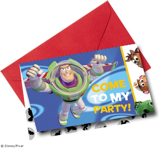 6 Cartes d&#039;invitations + enveloppes   TOY STORY 3 
