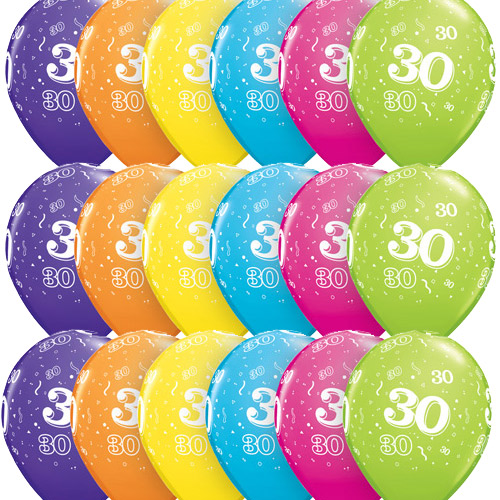 Ballon Qualatex 11 28cm par 25 ballons  chiffre 30  assortis festif