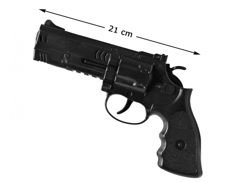 Revolver - plastique noir - 21 cm Factice