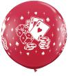 Ballon Qualatex Noir ou rouge Impression Casino carte et dés 3" (90cm)