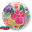 Ballon BUBBLES Qualatex 56cm de diamètre Fleurs et Hibiscus